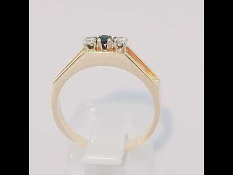 18ct Yellow Gold Sapphire & Diamond Trilogy Ring