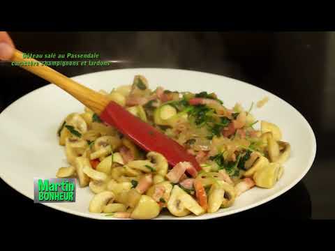 facile MARTIN BONHEUR 47 Gâteau salé au Passendale caractère champignons et lardons
