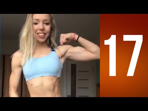 Dashka(17) - Young muscle girl flexing her biceps
