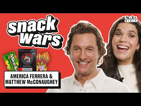 Matthew McConaughey and America Ferrera Try British & American Food | Snack Wars