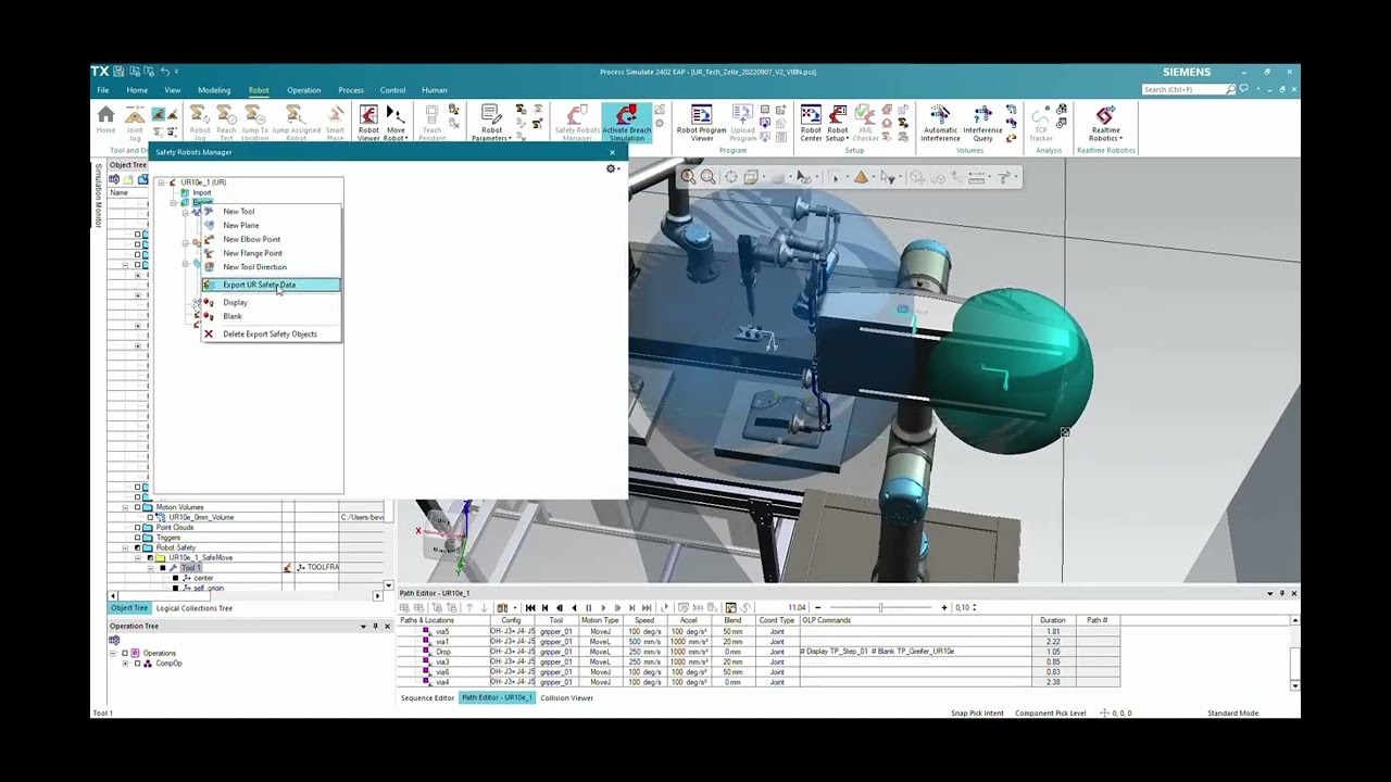 Universal Robots - Siemens Process Simulate - Safety Robot Manager