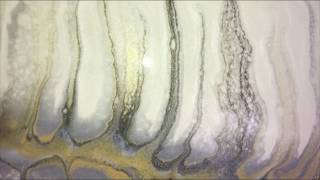 Ghost Pour in Metallic Silver, Gold, and Black Flash on Pearl Background