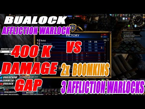 AFFLICTION WARLOCK VS 3 AFFI WARLOCKS & 2 BOOMKINS IN RATED BATTLEGROUNDS DMG RACE -Shadowlands PVP