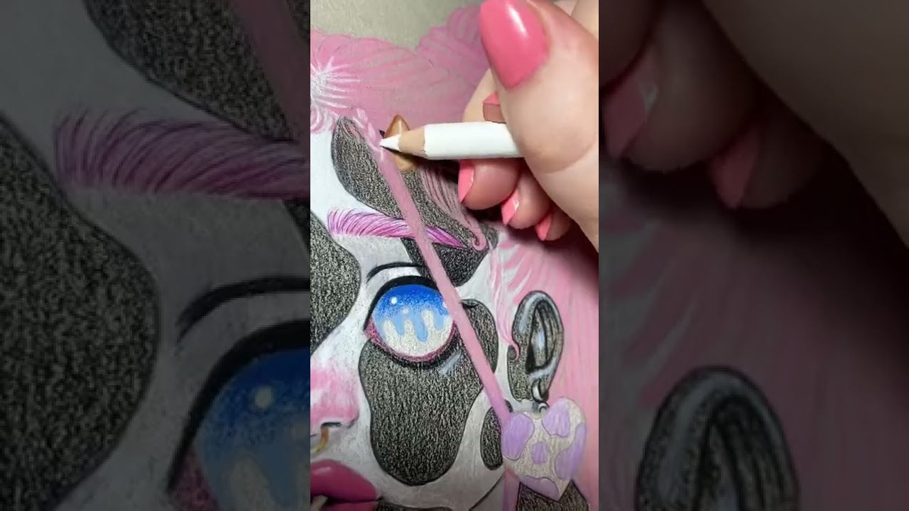 Cow Girl drawing colored pencil process video