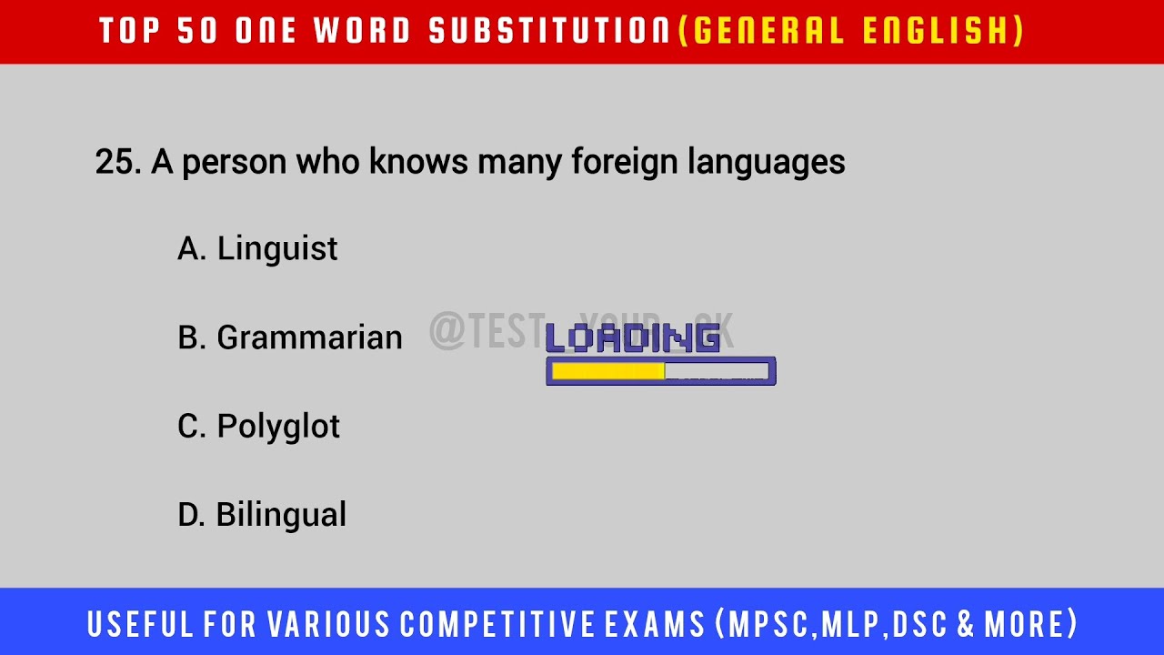TOP 50 MOST REPEATED ONE WORD SUBSTITUTION/COMPETITIVE EXAMS/SSC