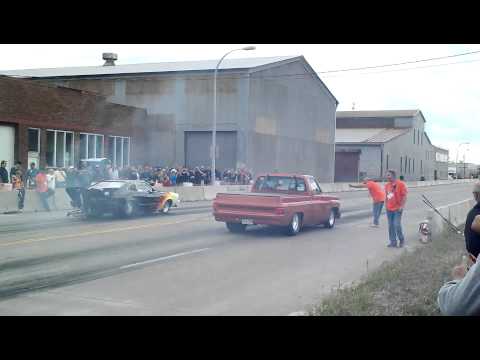 C10 pickup vs. Mustang 2  Duluth Street Drags 2013