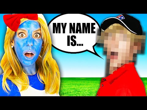 Name Reveal of Mystery Man! Tricking RZ Twin in Smurf Disguises for 24 Hours.  Rebecca Zamolo