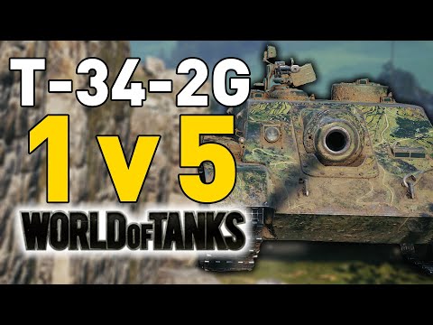 T-34-2G GOES 1 v 5 in World of Tanks!