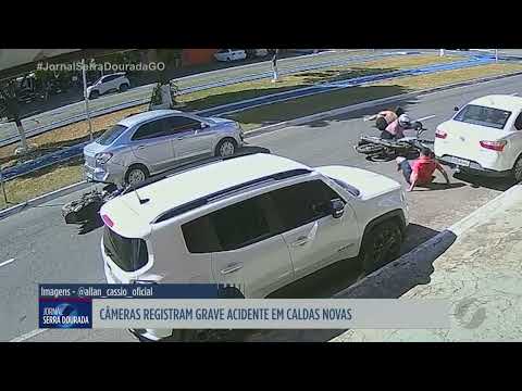 Câmeras registram grave acidente em Caldas Novas