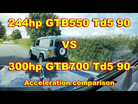 244hp and 300hp Td5 Defender 90's get it on! Alive GTB550 vs GTB700