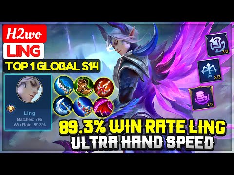 89.3% Win Rate Ling, Ultra Hand Speed [ Top 1 Global Ling Season 14 ] H2wo - Mobile Legends