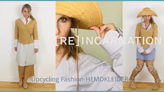 Upcycling Fashion- HEMDKLEIDER von [RE]INCARNATION, aus abgelegten Herrenhemden.