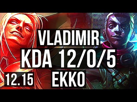 VLAD vs EKKO (MID) | 12/0/5, Legendary, 1.6M mastery, 300+ games | EUW Master | 12.15