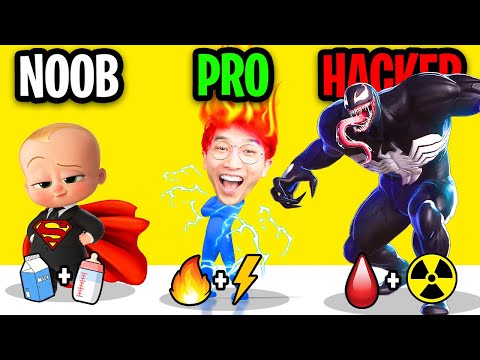 NOOB vs PRO vs HACKER In HEROES INC!? (ALL LEVELS!)
