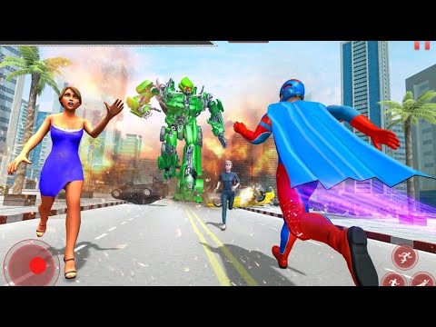 Robot flying superhero rescue city survival games android gameplay