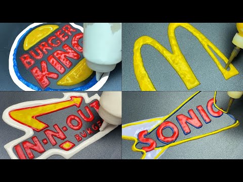 Pancake Art Chellenge Fast Food Chain Logo - McDonalds, Burger King, In-N-Out, Sonic Drive-In