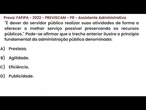199- Prova de concurso público : FAFIPA - 2022 - PREVISCAM - PR - Assistente Administrativo