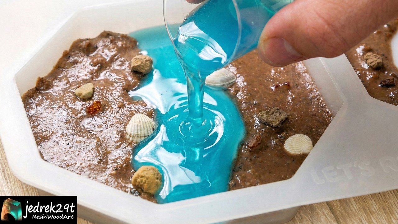 Pouring Turquoise Ocean Resin Coasters 🌊 Satisfying Beach Epoxy DIY