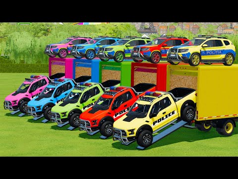 LOAD & TRANSPORT POLICE CARS WITH ISUZU TRUCKS - Farming Simulator