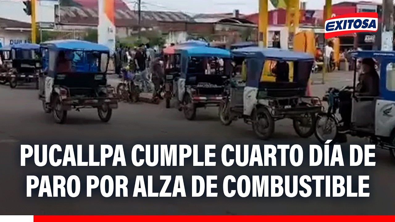 🔴🔵 Pucallpa cumple cuarto día de paro por alza de combustible
