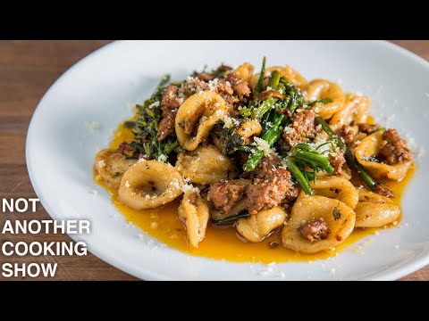 handmade ORECCHIETTE with Italian SAUSAGE and BROCCOLINI