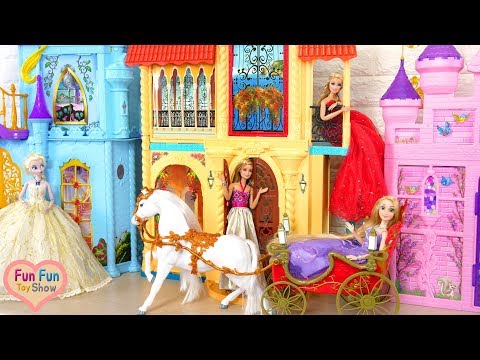 Disney Princess Elena Royal Castle Unboxing - Barbie Evening Dress up Kastil boneka Barbie Castelo
