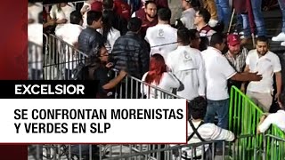 Morenistas y verdes se agarran a golpes en evento de Sheinbaum en SLP