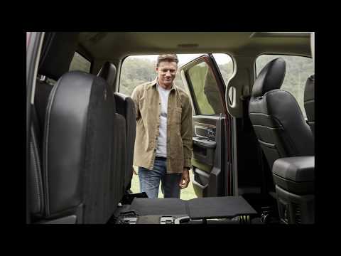 YouTube Video of the The Ram 1500 Laramie's genius fold-down-flat rear storage offers next-level convenience.