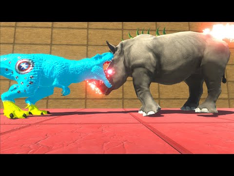 CAPTAIN AMERICA T-REX vs MUTANT RINO DEATH RUN - Animal Revolt Battle Simulator