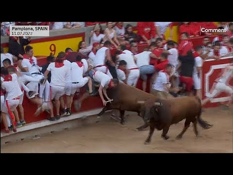 Aufgespießt: Verletze beim Stierlauf im spanischen Pamplona
