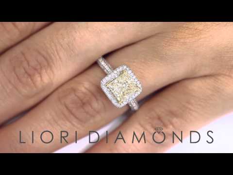 FD-510 - 2.34 Carat Natural Fancy Yellow Princess Cut Diamond Engagement Ring 14k Gold