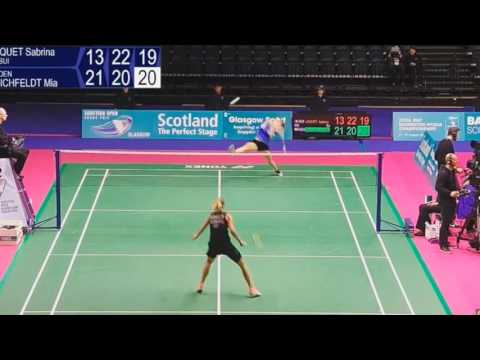 Epic badminton defense - Sabrina Jaquet