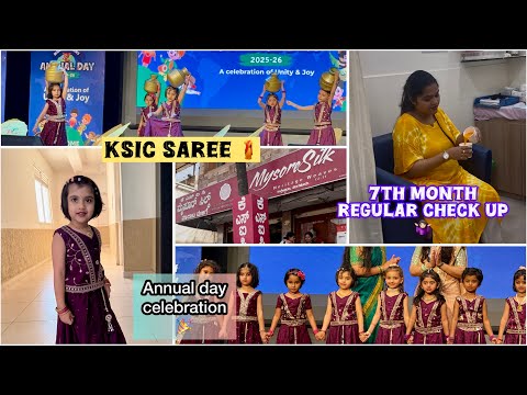 7th month checkup ಮತ್ತೆ sugar ಬಂತ 😳face swelling 🤦🏻‍♀️lisha school annual day celebration🎉ksic saree