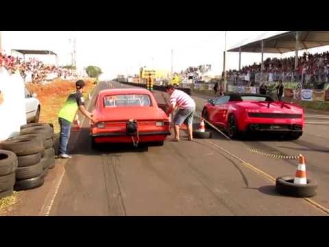 Opala vs Lamborghini - 1ª puxada - 1º Drag Race Catanduva - SP - 05 e 06/09/2015