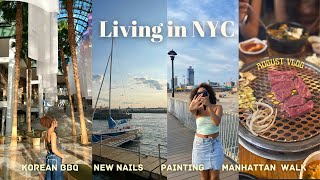 August vlog ☀️🚕 going places, care bear nails, eating, new painting// Living in NYC