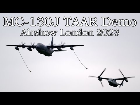 USAF MC-130J Commando II & USMC MV-22 Osprey TAAR Demo in 4K - Airshow London - 2023-09-08.