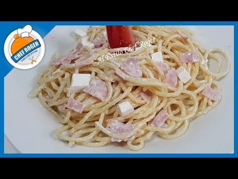 Como hacer ESPAGUETI BLANCO CON CREMA Y JAMÓN, receta fría y caliente | Chef Roger Video