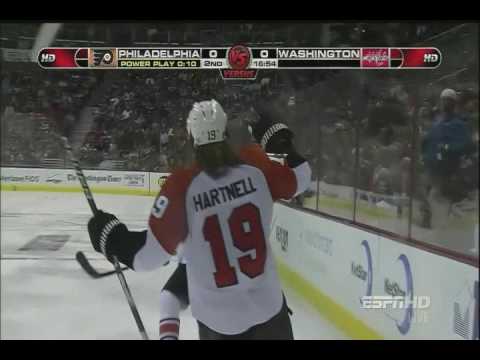 Scott Hartnell scores vs Capitals - 10-27-09