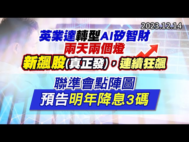 20231214《股市最錢線》#高閔漳 “英業達轉型AI矽智財，兩天兩個燈。新飆股(真正發)，連續狂飆””聯準會點陣圖預告明年降息3碼“