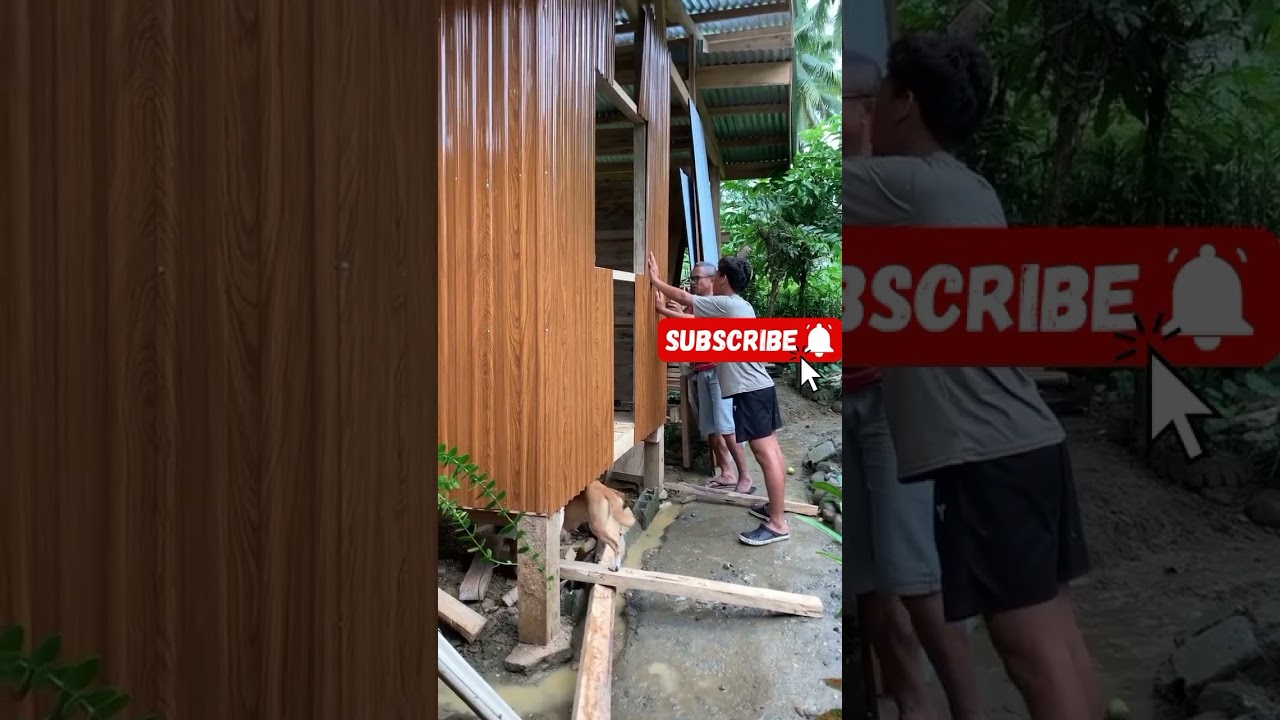 WOOD HOUSE, AND WALL METAL CLADDING INSTALLATION.