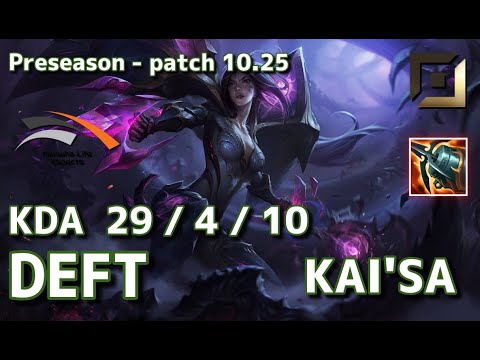 【韓国サーバー/C1/ペンタキル】HLE Deft カイ＝サ(Kai'sa) VS サミーラ(Samira) BOT - Patch10.25 KR Ranked【LoL】