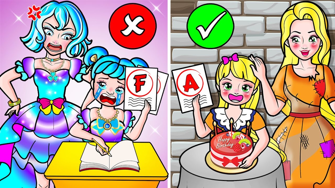 [🐾paper dolls🐾] Rich vs Broke and Bad Teacher in the School  | Rapunzel Family 놀이 종이
