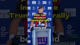 Jaxson Dart on introducing Trump and his team’s reaction. #nygiants