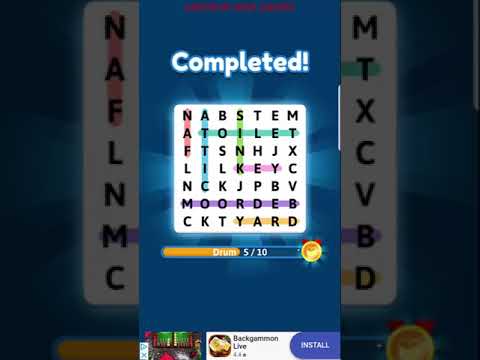 Word Search: Hidden Words. Level DRUM completed