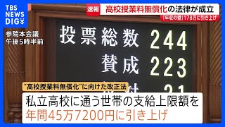 “高校授業料無償化”“35人学級実現”する法律が成立　税制改正関連法も成立「年収の壁」が現行の160万円から178万円まで引き上げ｜TBS NEWS DIG