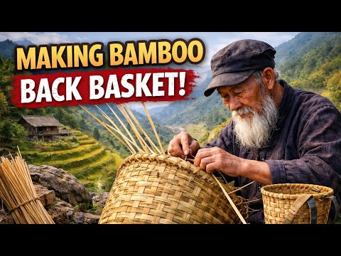Old Chinese Man Making Bamboo Back Basket | Ancient Craft Skills
