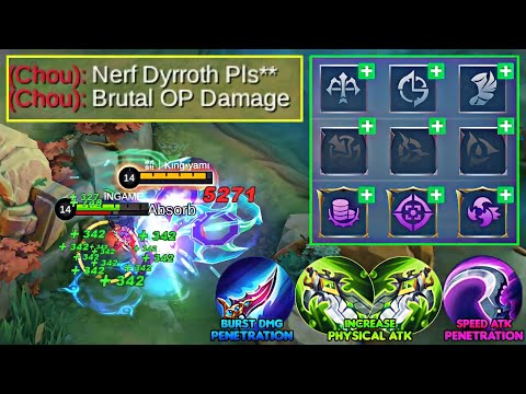 DYRROTH USERS, YOU MUST TRY THIS PERFECT BUILD AND EMBLEM FOR ONE SHOT!! | BEST BUILD IN MYTHIC