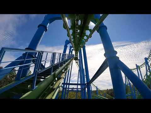On-ride point of view of Twisted Typhoon