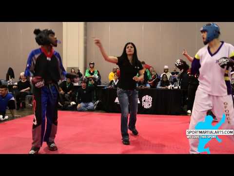 Morgan Plowden vs Raelynn Perkins - Women's Sparring - Amerikick Internationals 2015