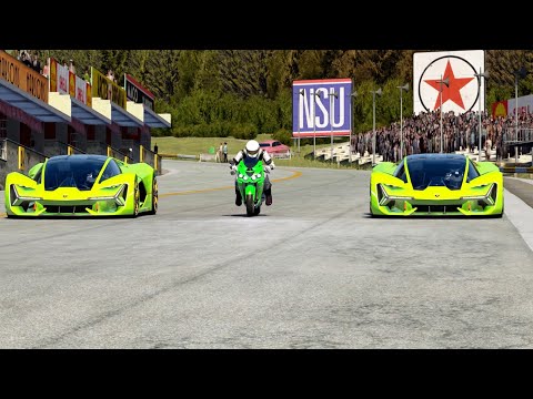 Kawasaki Ninja ZX-14R vs Lamborghini Terzo Millennio at Old SPA